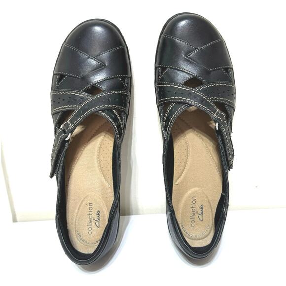 Clarks Women’s Size 9.5 NARROW Ashland Spin Q Black Leather Mary Jane Shoes - Picture 6 of 12